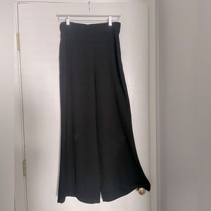 High waisted wide leg black pants